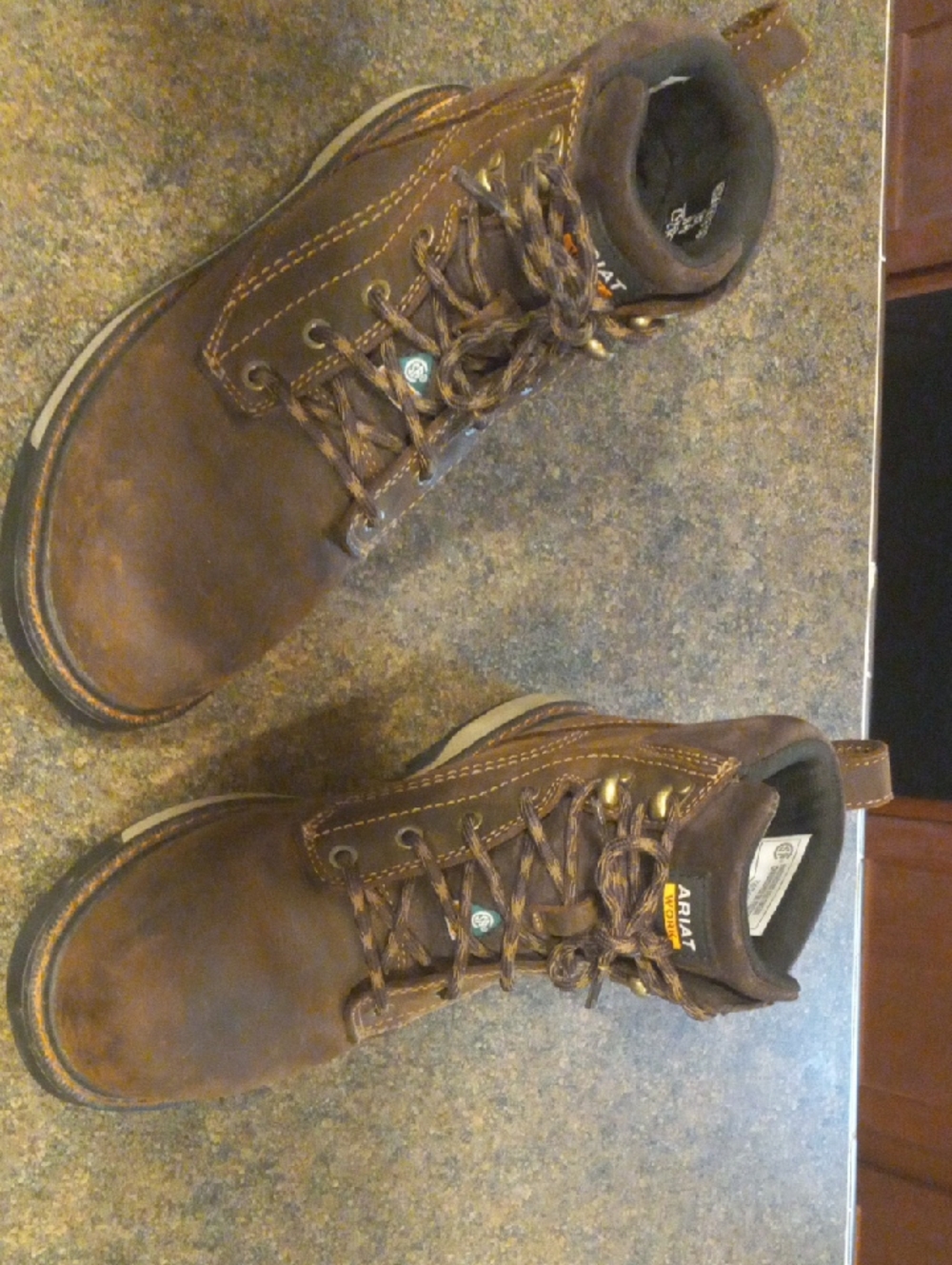 Ariat Work Boots Steel Toe Brown Leather Lace-Up Sz. 8C
